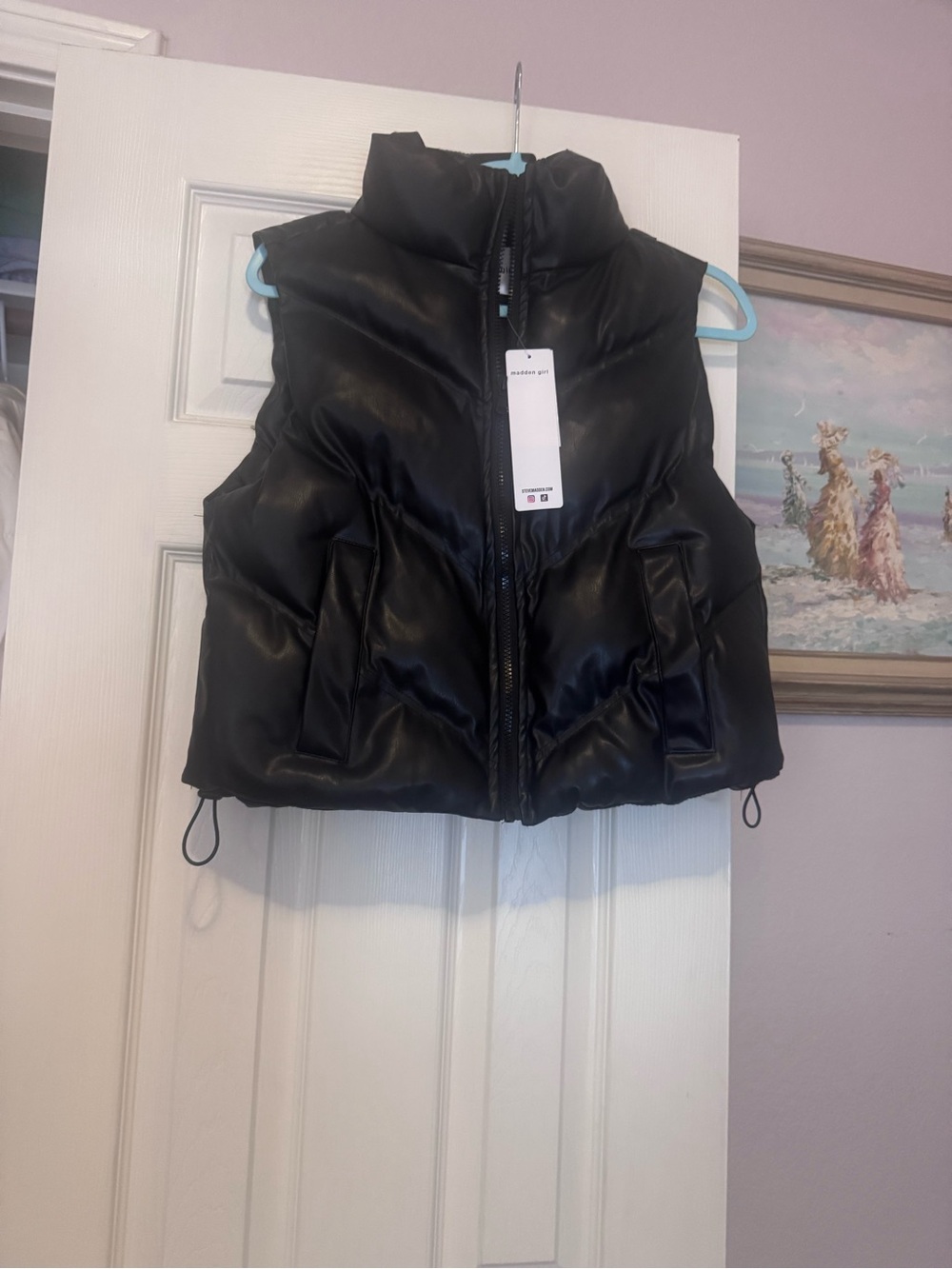 Madden Black Puffer Vest with High Collar